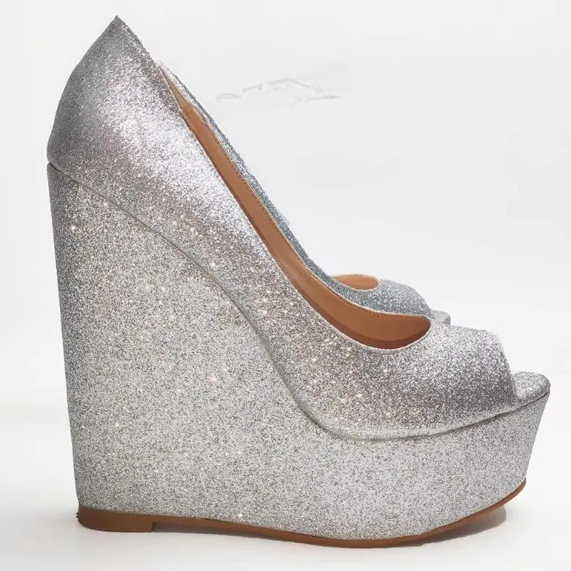 Women Platform Wedges Pumps Peep Toe Height Increase Sandals