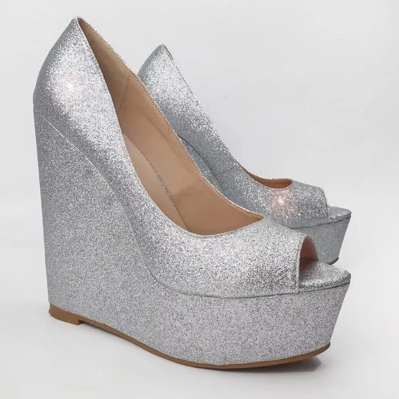 Women Platform Wedges Pumps Peep Toe Height Increase Sandals