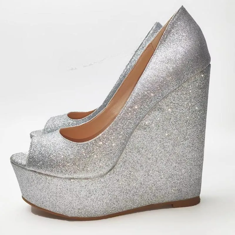 Women Platform Wedges Pumps Peep Toe Height Increase Sandals