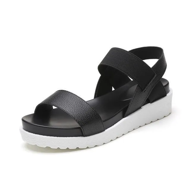 Women Sandals  Shoes Peep-toe Slip On Flat Sandals For Woman