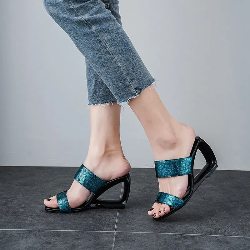 women slipper Fretwork Heels wedges