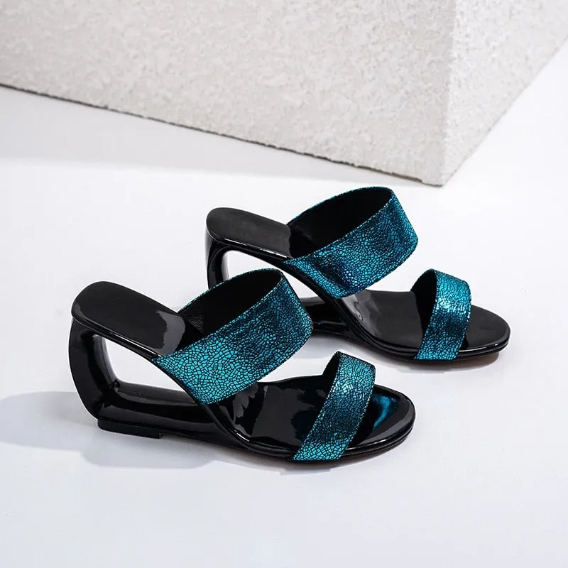 women slipper Fretwork Heels wedges