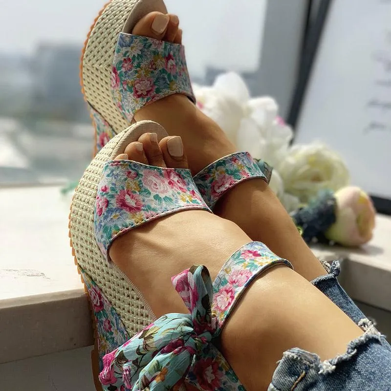 Women's Fashion Bowknot Design Wedge Sandals