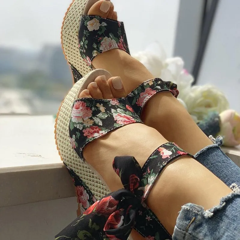 Women's Fashion Bowknot Design Wedge Sandals