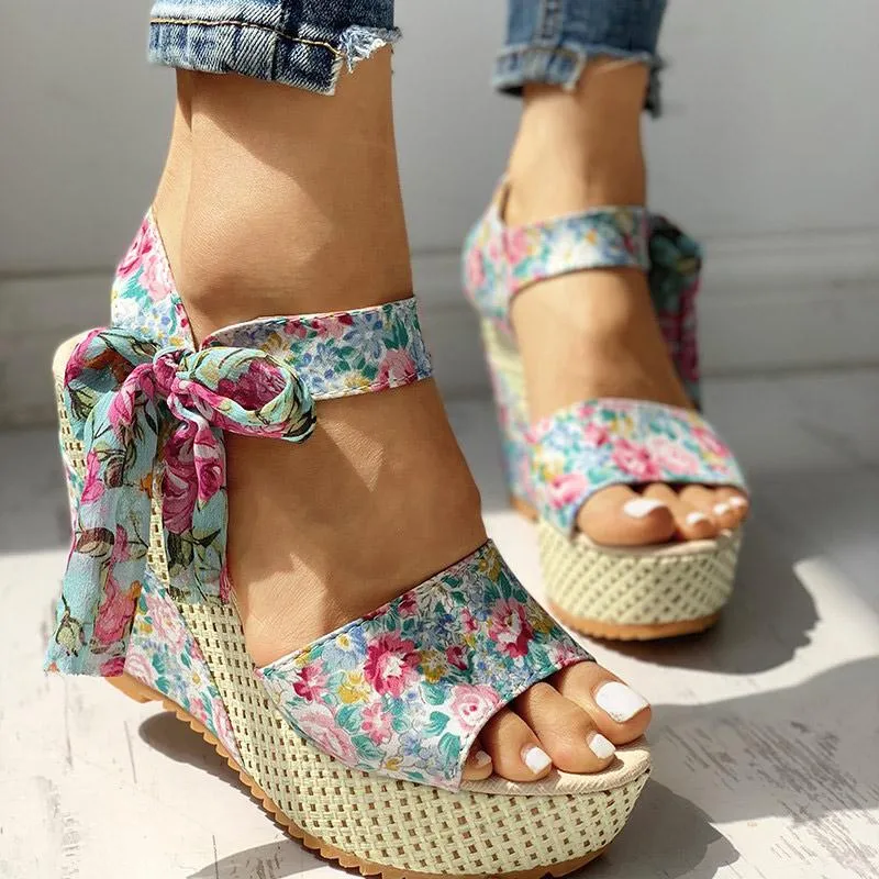 Women's Fashion Bowknot Design Wedge Sandals