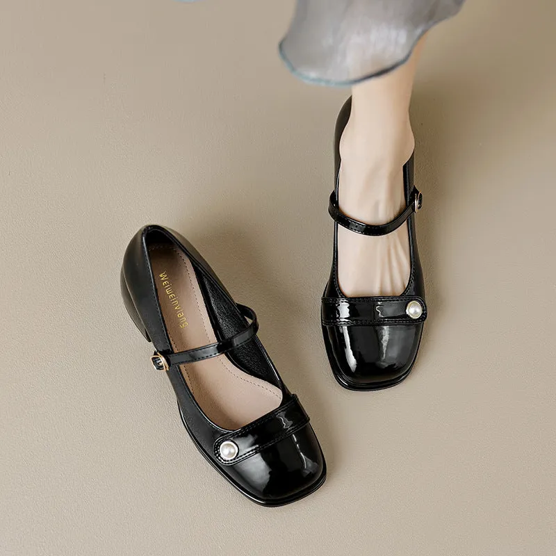 Women's High Heel Mary Jane Shoes Spring and Autumn Thick Heel Shoes