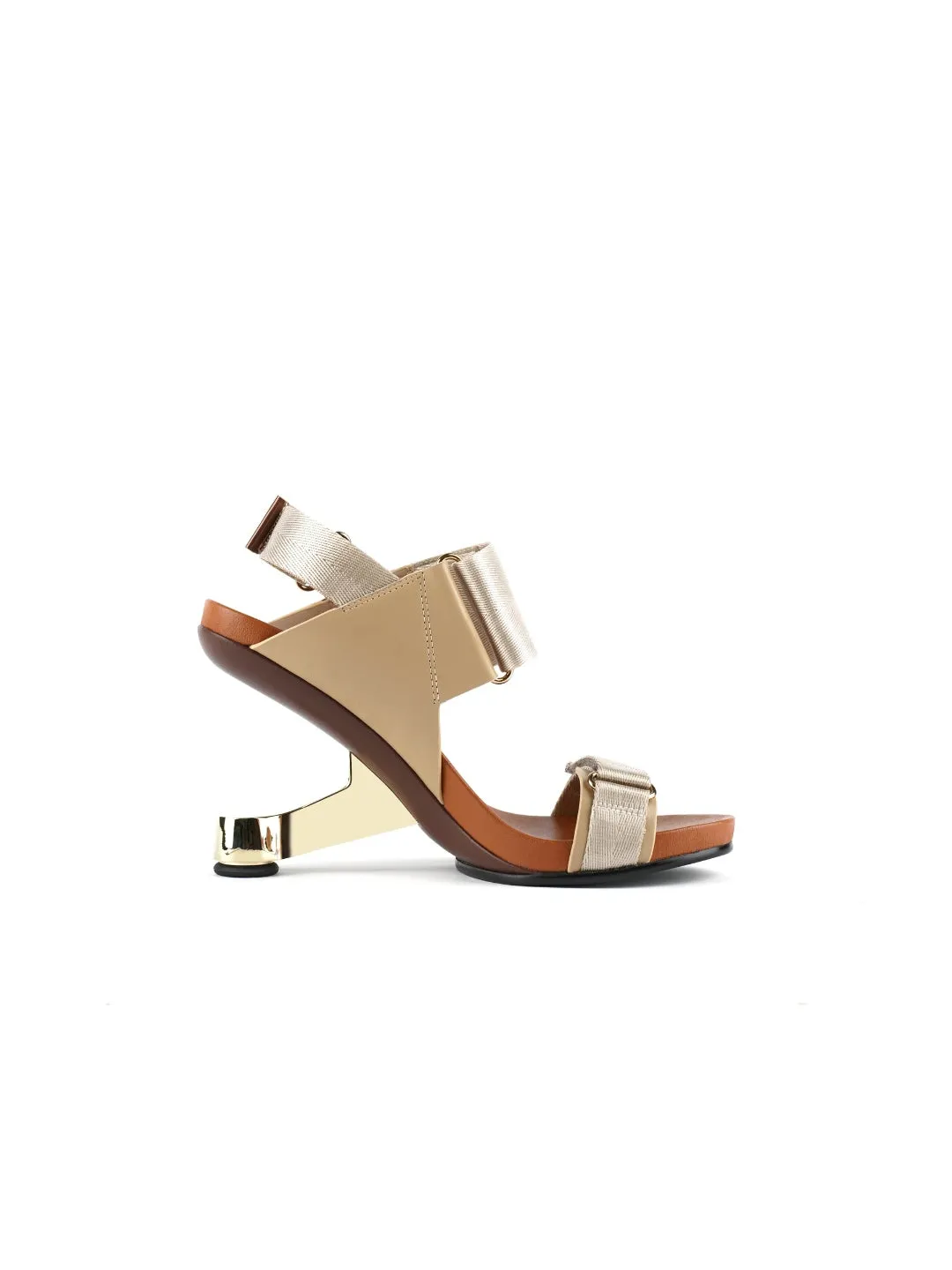 Zayla Gold Elevator Open Toe Strap High Heel Sandals